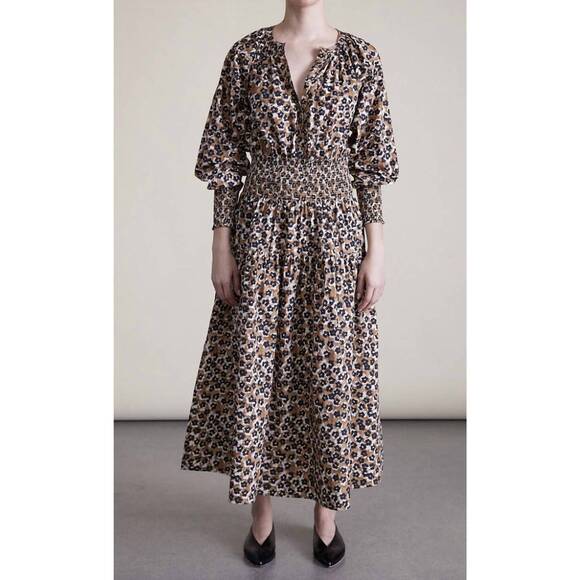 NEW APIECE APART la ventura maxi dress in leopard